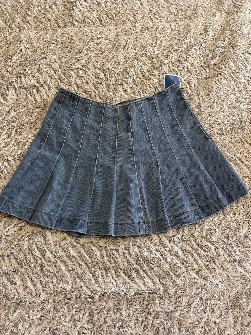 Sincerely Jules Pleated Denim Mini Skirt - Blue